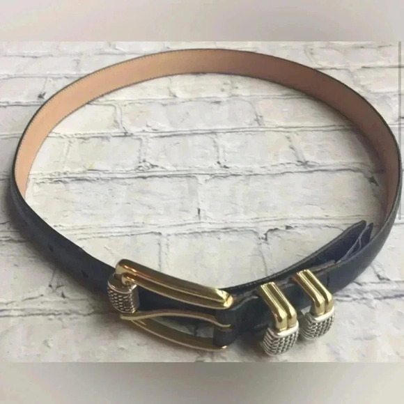 Brighton Women’s Black Reptile Embossed Belt with Gold Silver Tone Buckle 34 - Picture 4 of 16